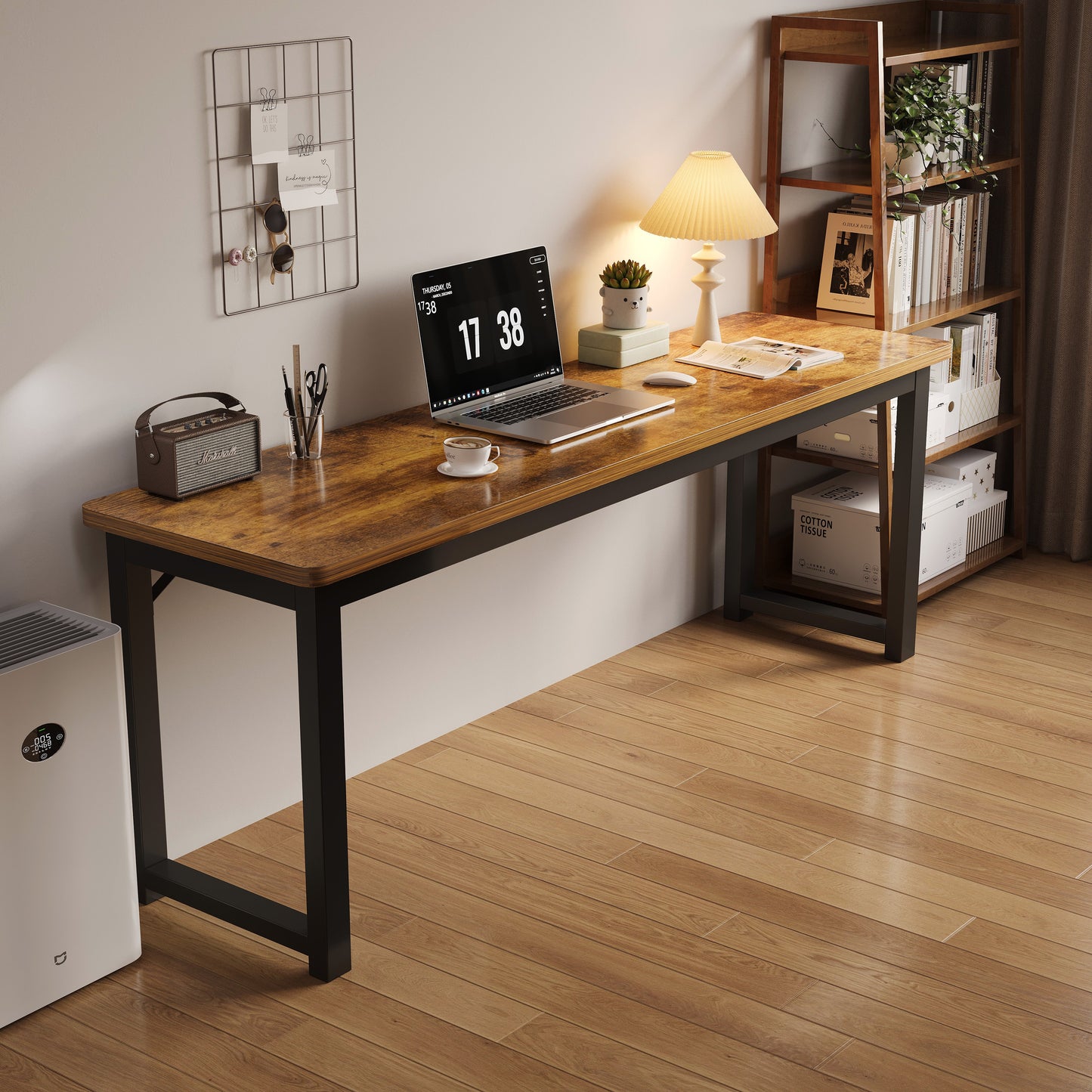 Profile Console Table Wood & Metal Narrow Desk (Rustic Wood)