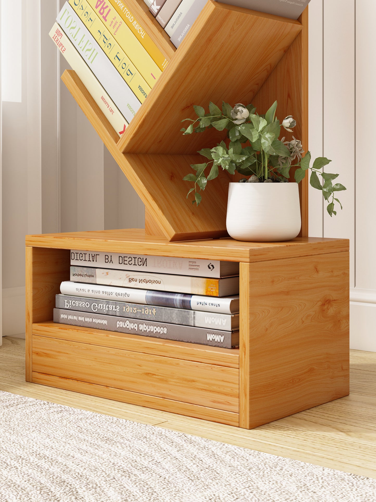Resort Bookshelf Display Cabinet Shelf Bookcase Organizer (Honey Oak)