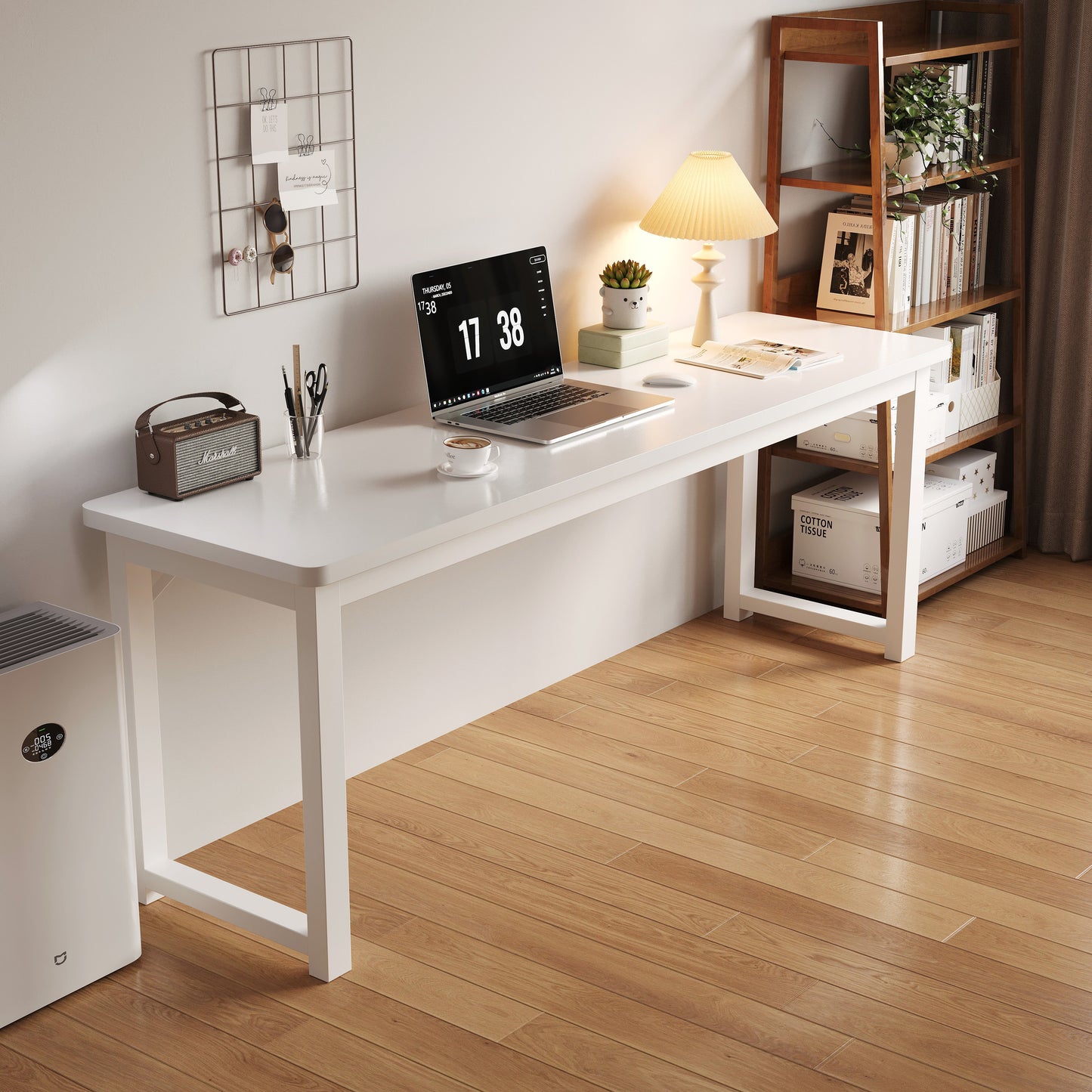 Profile Console Table Wood & Metal Narrow Desk (White)