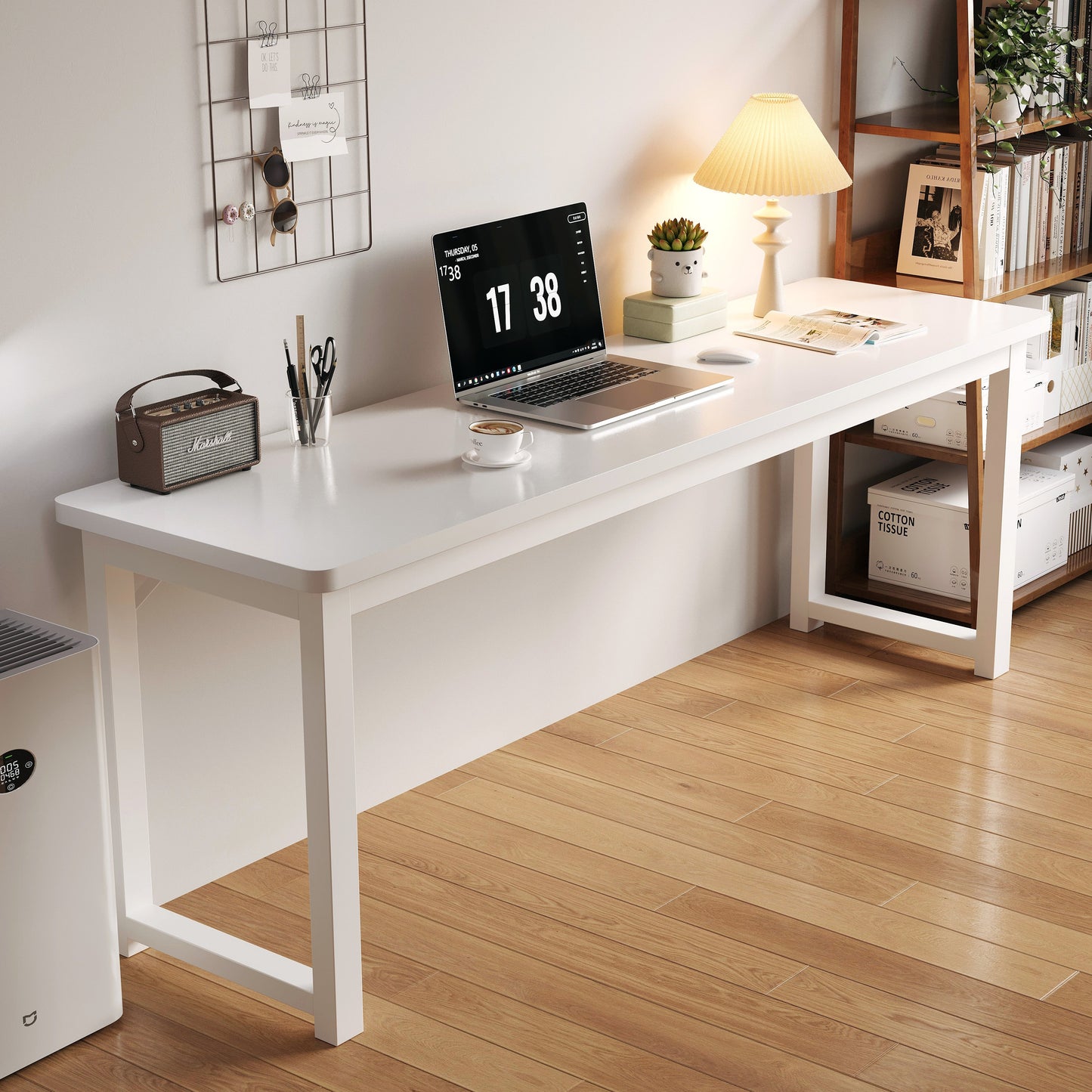Profile Console Table Wood & Metal Narrow Desk (White)