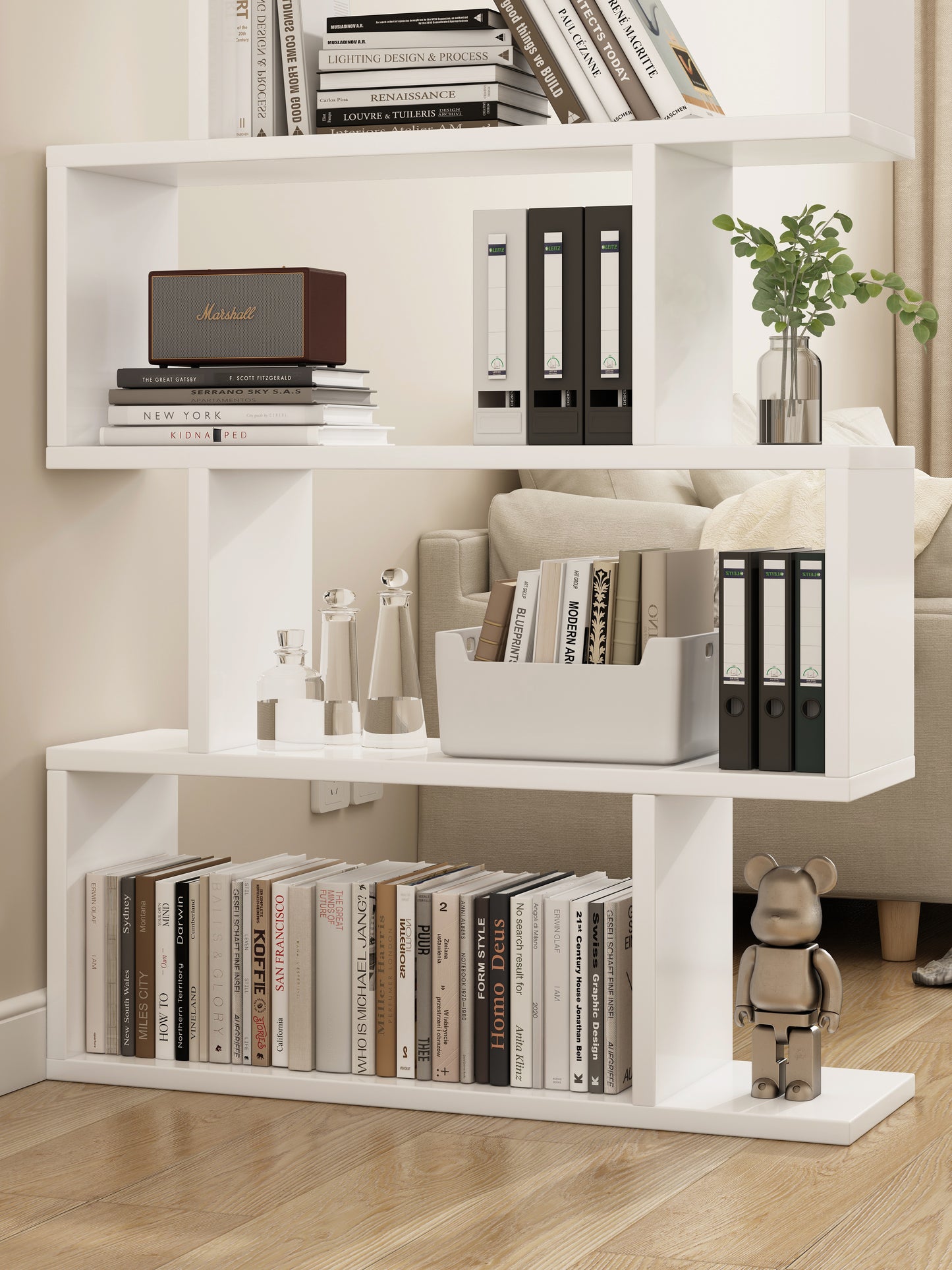 5 Tier Lumina Modern Display Bookshelf Storage Bookcase Shelves (White)