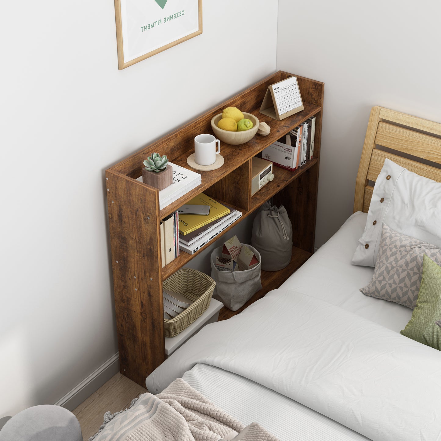 Ambassador Console Table Tall Narrow Bedside Table (Rustic Wood)
