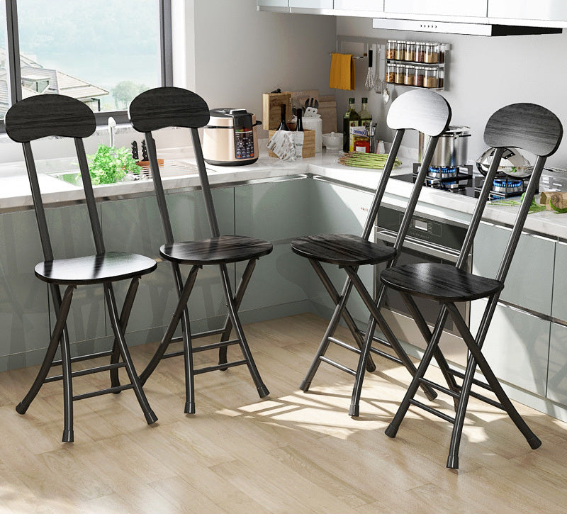 2 x Grace Steel and Wood Folding Chairs (Black) - Dshop.com.au