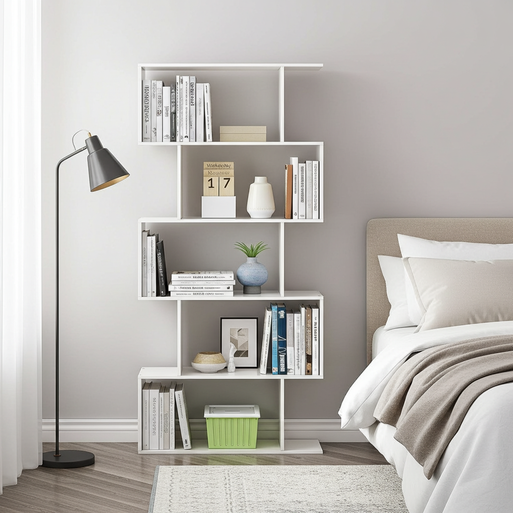 5 Tier Lumina Modern Display Bookshelf Storage Bookcase Shelves (White)