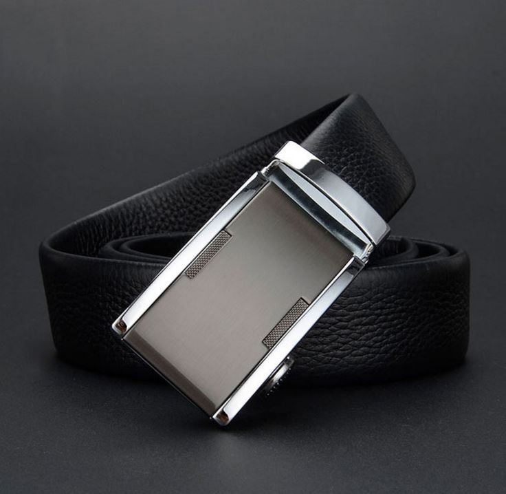 Genuine Leather Belt with Silver Plate Buckle