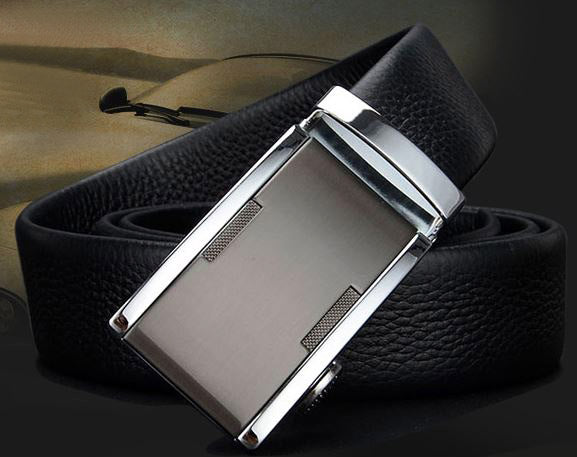 Genuine Leather Belt with Silver Plate Buckle