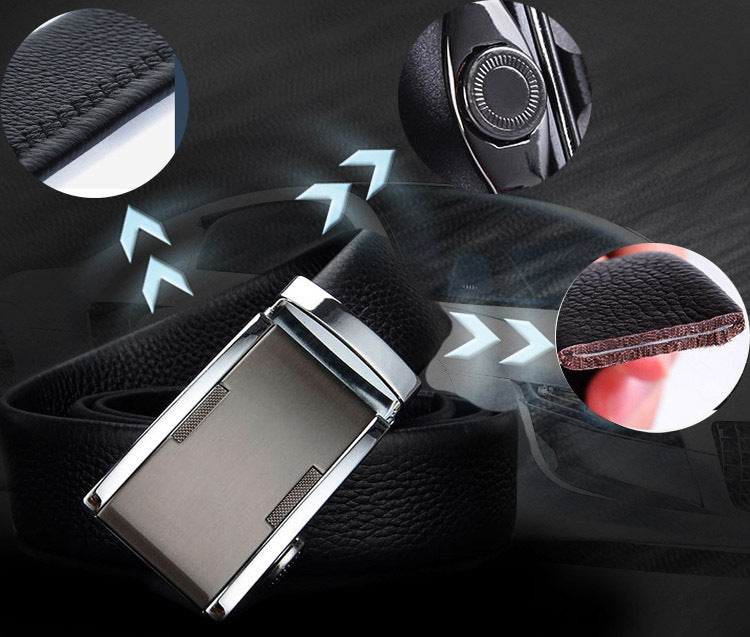 Genuine Leather Belt with Silver Plate Buckle