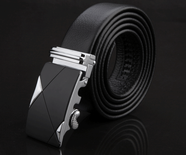 Genuine Leather Belt with Silver Buckle