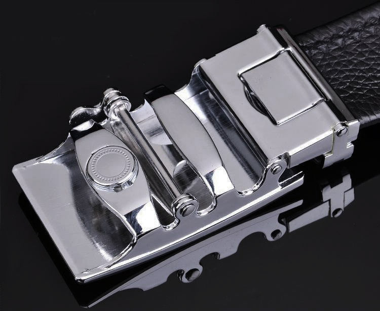 Genuine Leather Belt with Silver Buckle