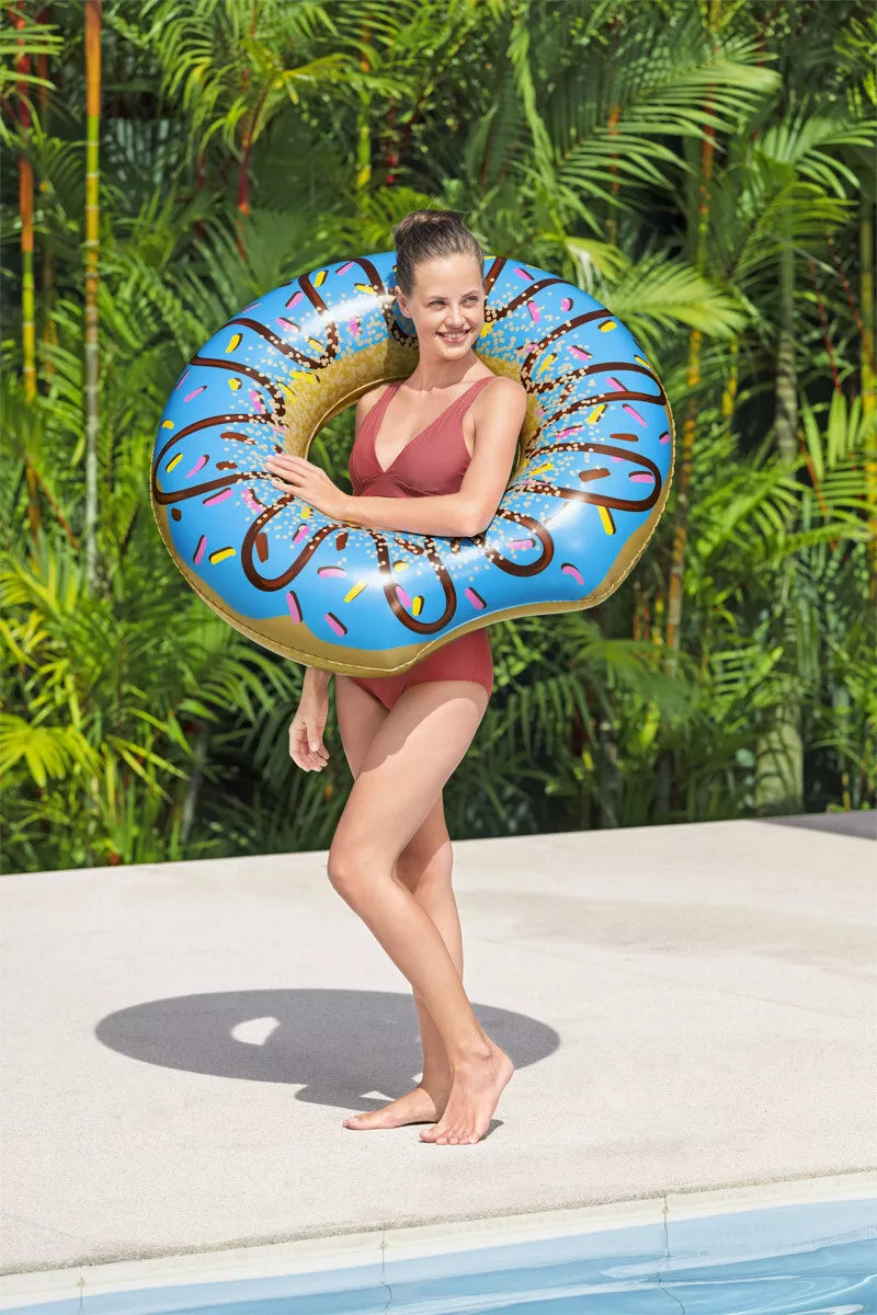 Bestway Inflatable Donut Pool Float Fun 107cm Swim Ring Tube (Blue)