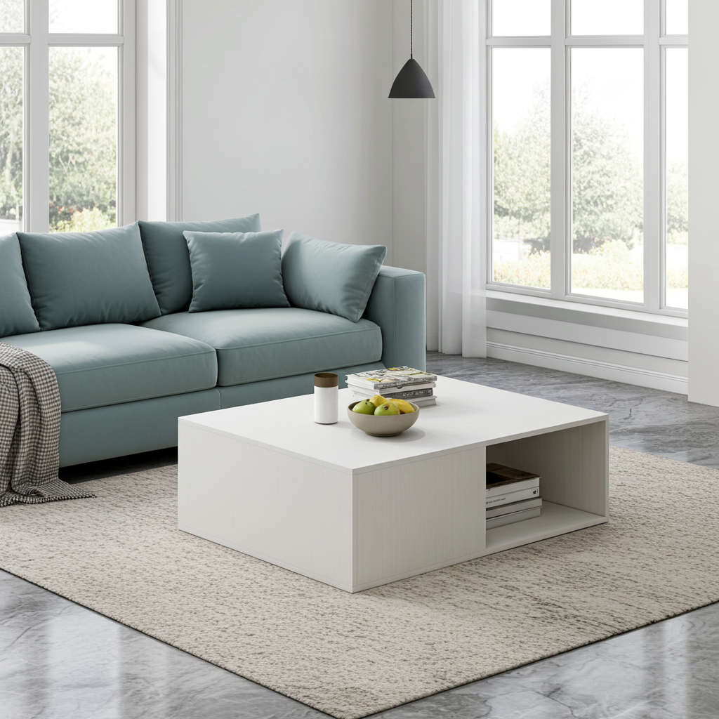 Lusso Designer Wooden Coffee Table (White)