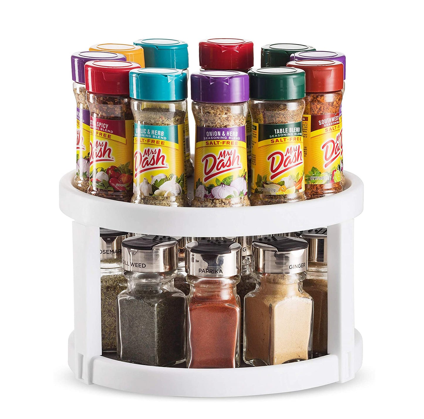 2-Tier Rotating Spice Rack Lazy Suzan Kitchen Countertop Shelf Storage Organiser - Dshop.com.au