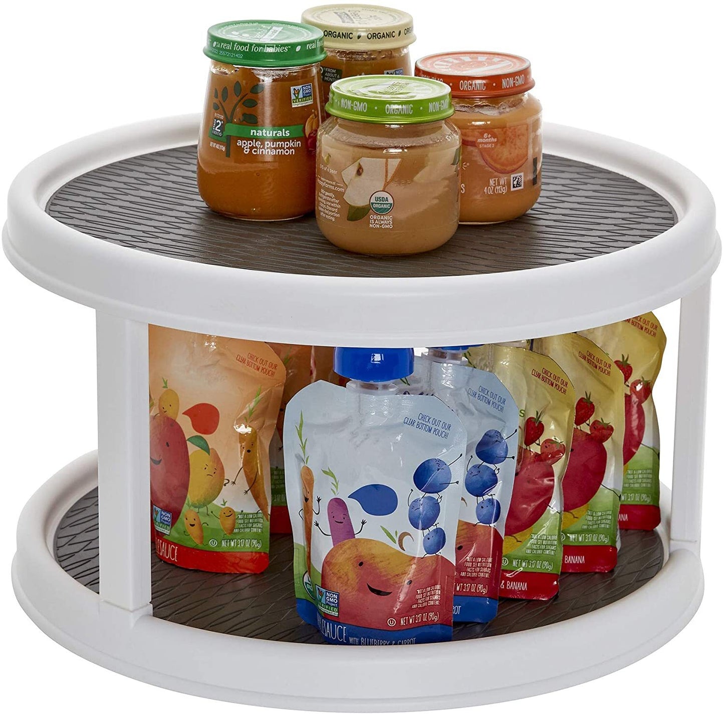 2-Tier Rotating Spice Rack Lazy Suzan Kitchen Countertop Shelf Storage Organiser - Dshop.com.au