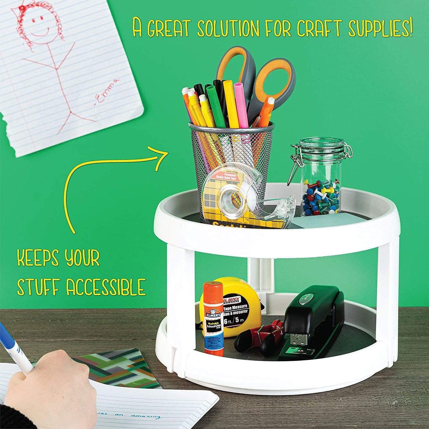 2-Tier Rotating Spice Rack Lazy Suzan Kitchen Countertop Shelf Storage Organiser - Dshop.com.au