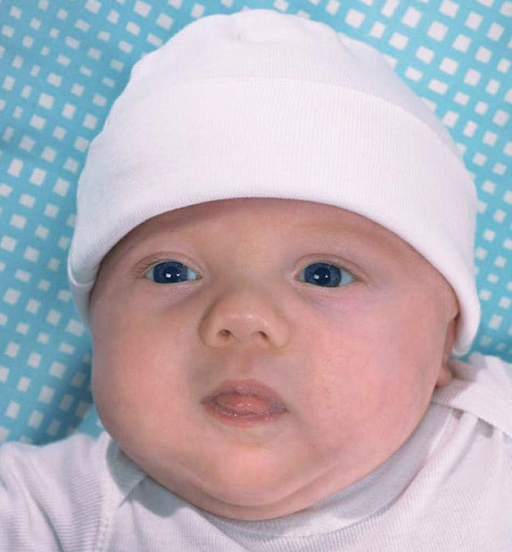 White Baby Newborn Infant Beanie Cotton Knit Hat Cap - Dshop.com.au