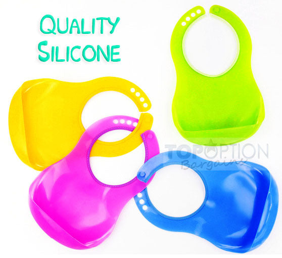 Waterproof Adjustable Bib with Crumb-Catcher (Yellow) - Dshop.com.au