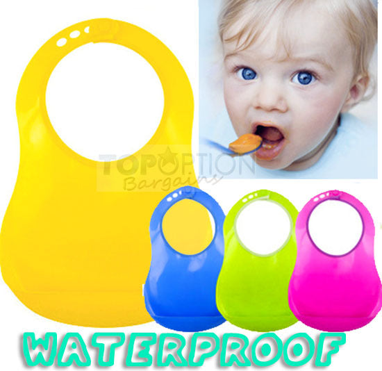Waterproof Adjustable Bib with Crumb-Catcher (Yellow) - Dshop.com.au