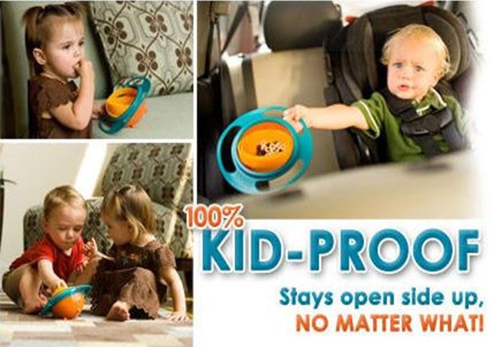No Spill Gyro Bowl Spill-Proof Rotating Snack Container for Kids - Dshop.com.au