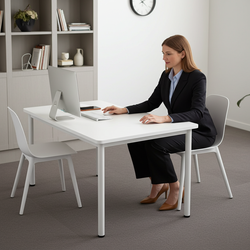 Heritage Industrial White Wood & Metal Dining Table 120cm