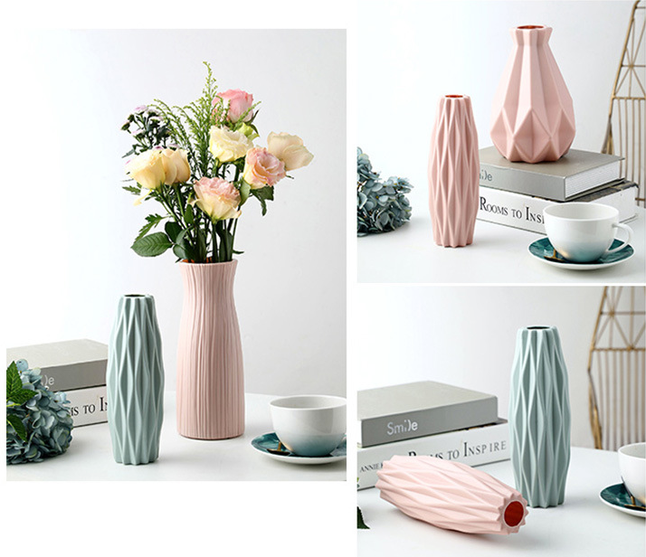 Flower Vase Ceramic Look Plastic Vase (Sage Green) - Dshop.com.au