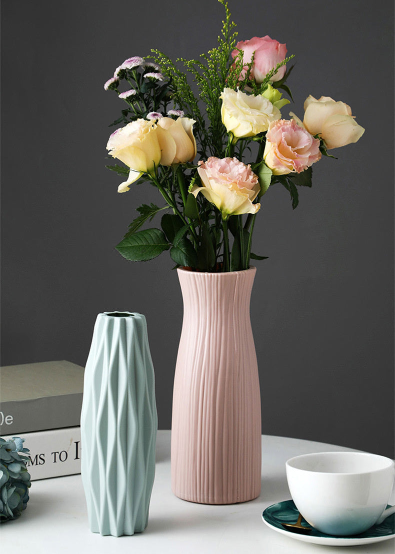 Flower Vase Ceramic Look Plastic Vase (Sage Green) - Dshop.com.au