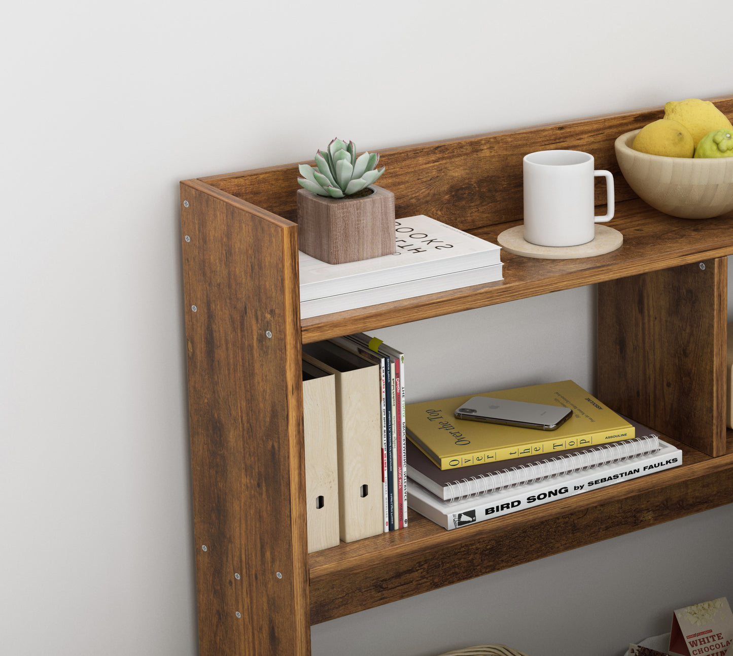 Ambassador Console Table Tall Narrow Bedside Table (Rustic Wood)