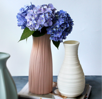 Flower Vase Ceramic Look Plastic Vase (Pink) - Dshop.com.au