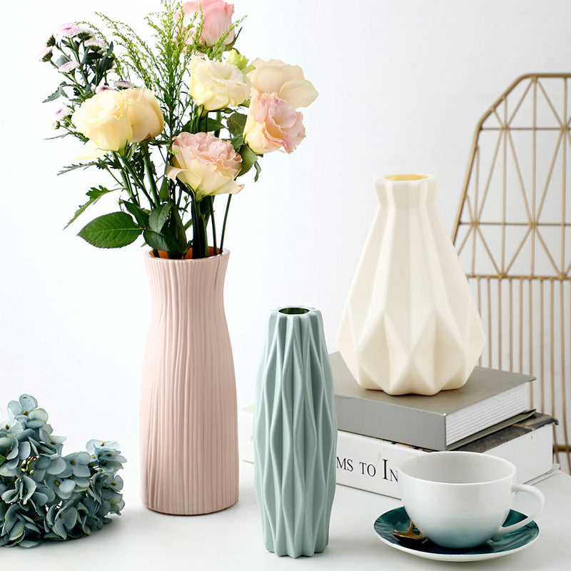 Flower Vase Ceramic Look Plastic Vase (Pink) - Dshop.com.au