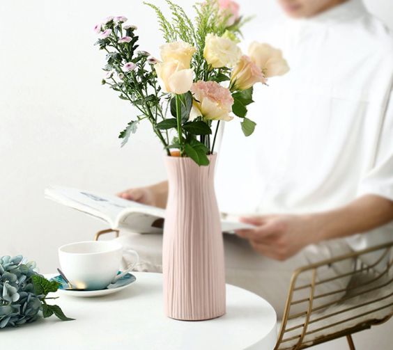 Flower Vase Ceramic Look Plastic Vase (Pink) - Dshop.com.au