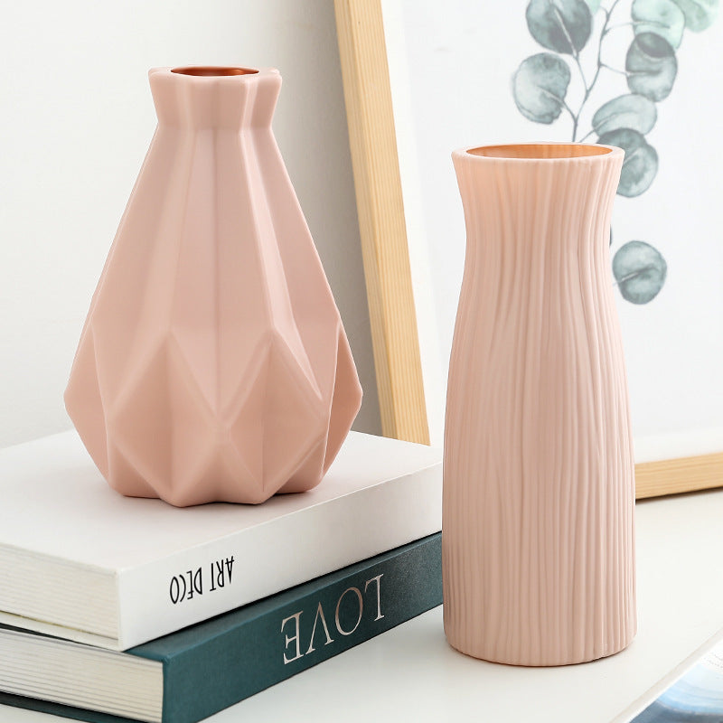 Flower Vase Ceramic Look Plastic Vase (Pink) - Dshop.com.au
