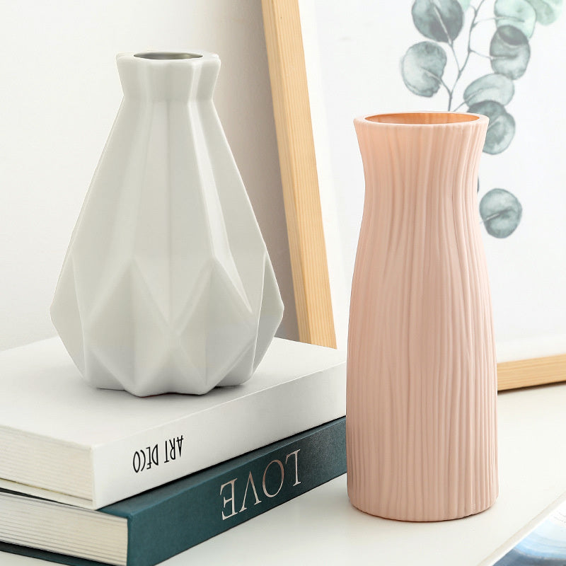 Flower Vase Ceramic Look Plastic Vase (White) - Dshop.com.au