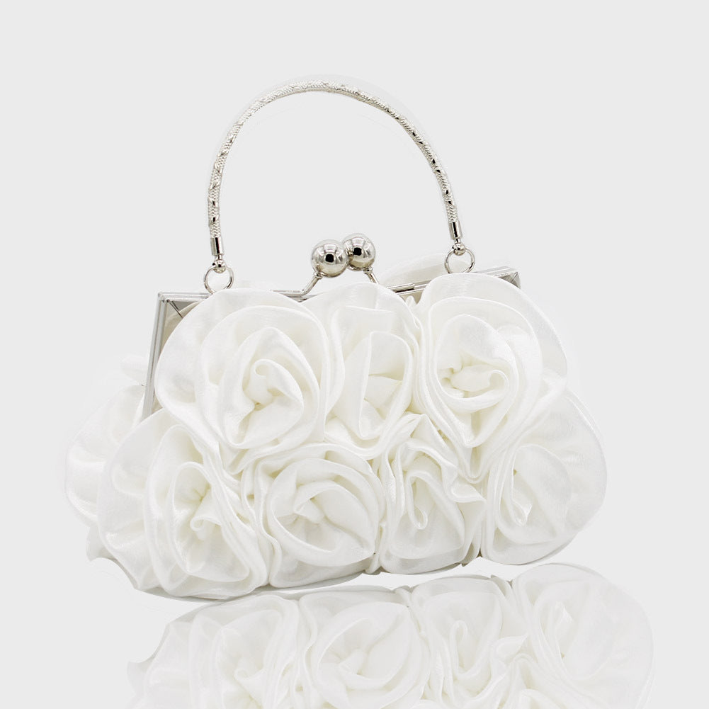 Deluxe Rose Ladies Event Evening Purse Bag (White) - Dshop.com.au