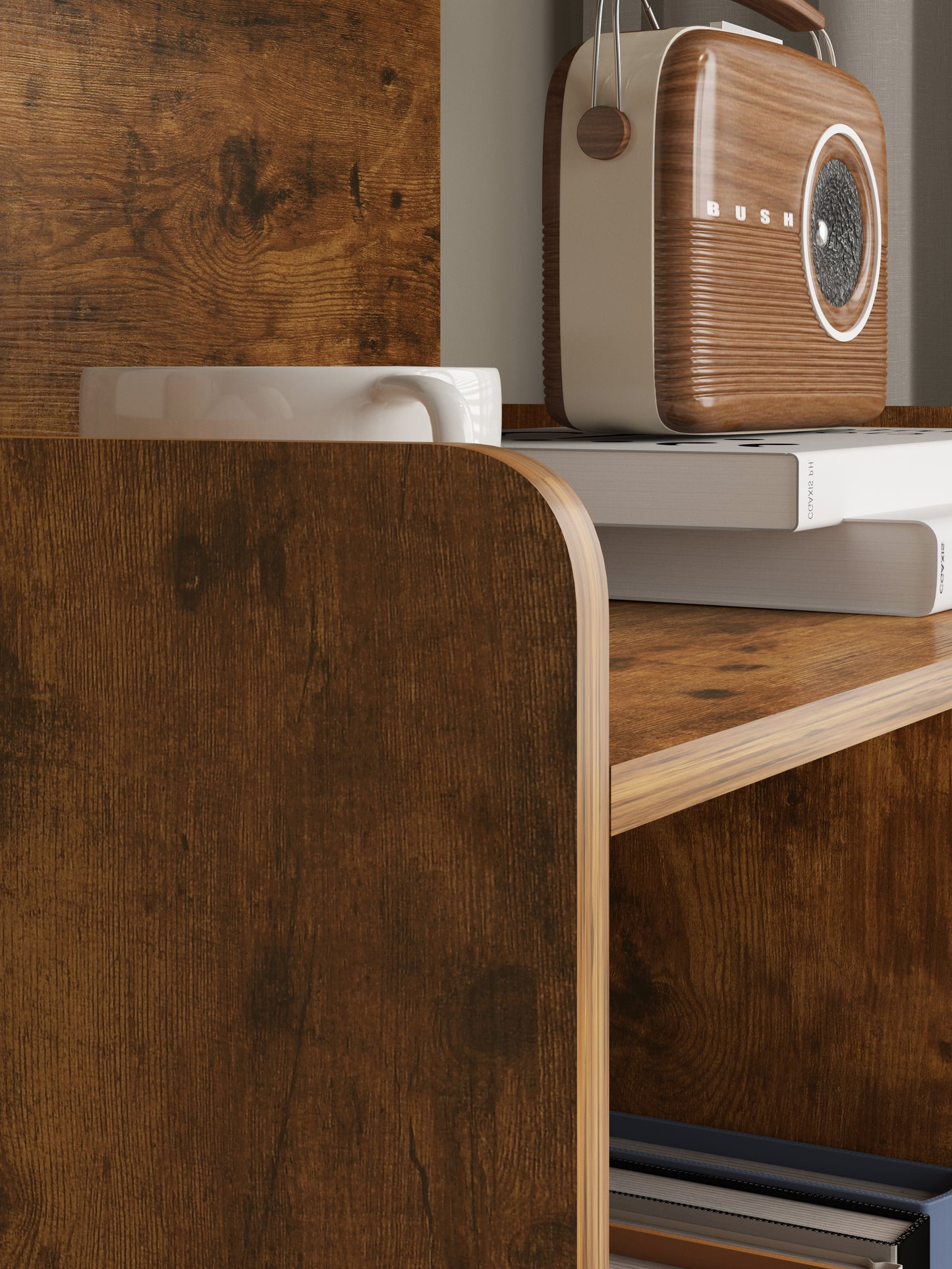 Harmony Tall Rustic Bed Side Table with Chest of Drawers and Shelf