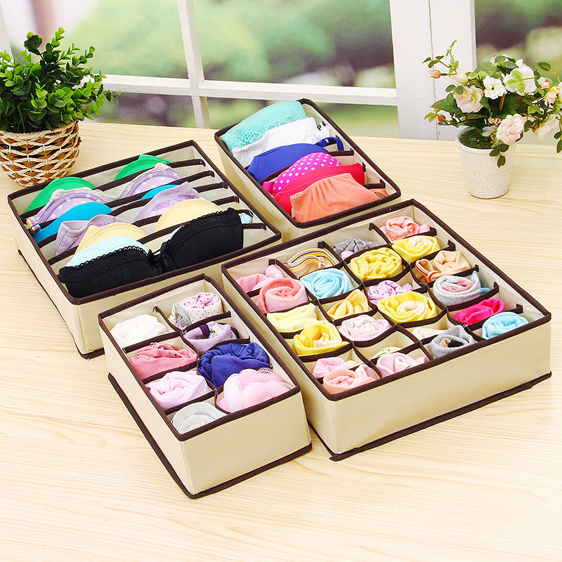 Set of 4 Foldable Drawer Dividers Storage Boxes Organisers