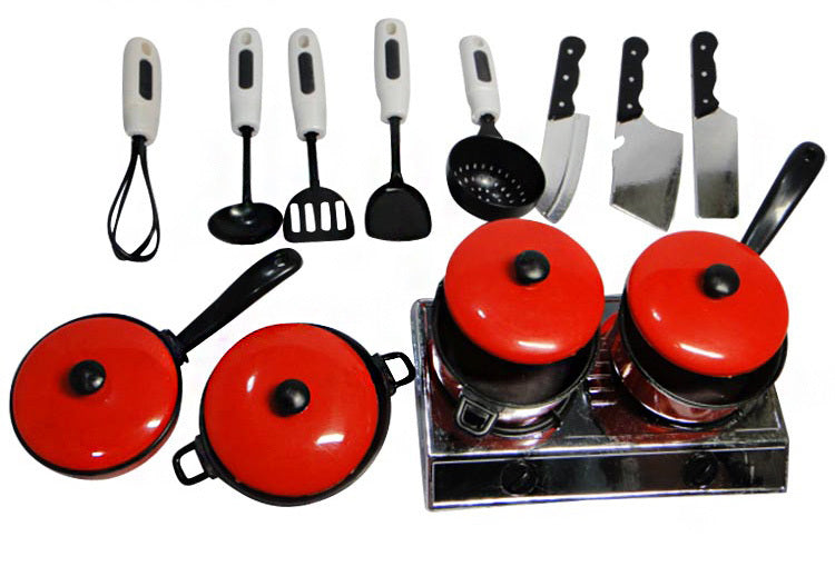 Kitchen Cookware Pots Pans Utensil Stove Cooking Play Toy Set