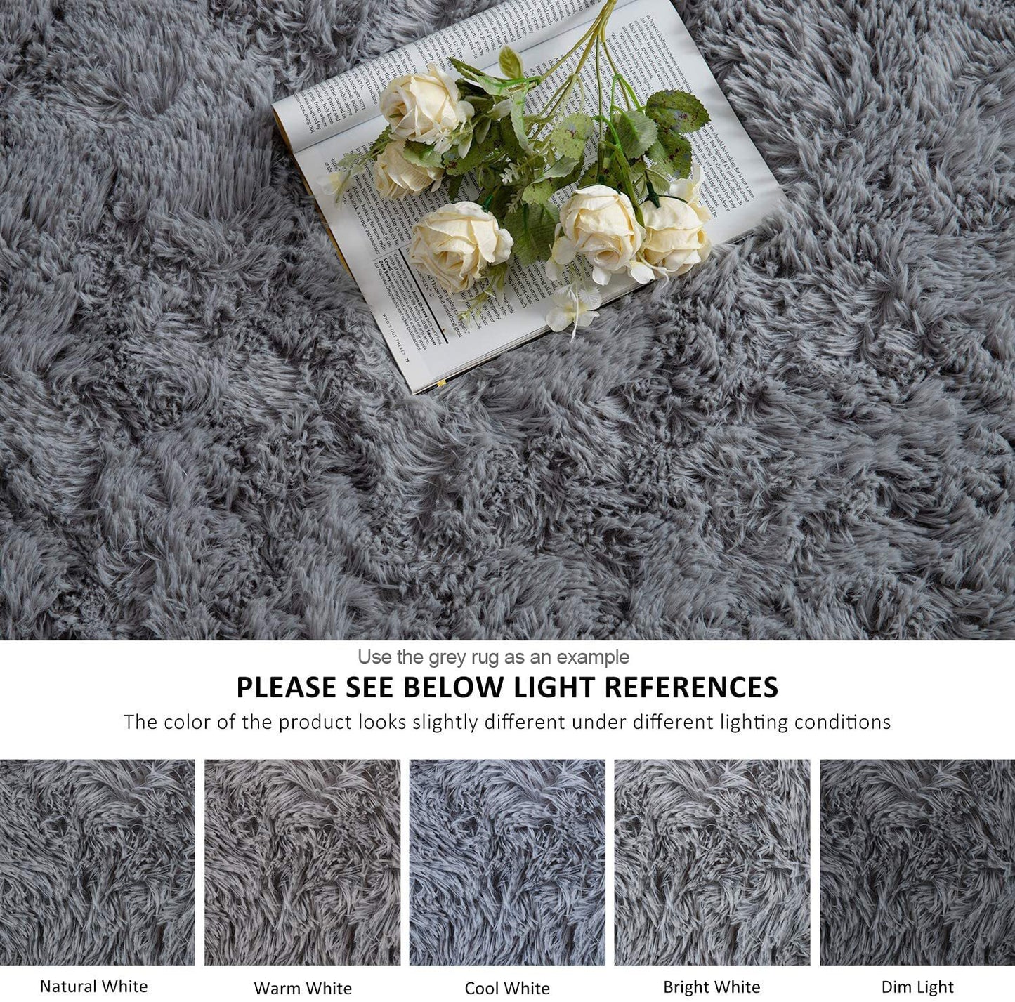4m Extra Large Soft Shag Rug Carpet Mat (White, 400 x 200)