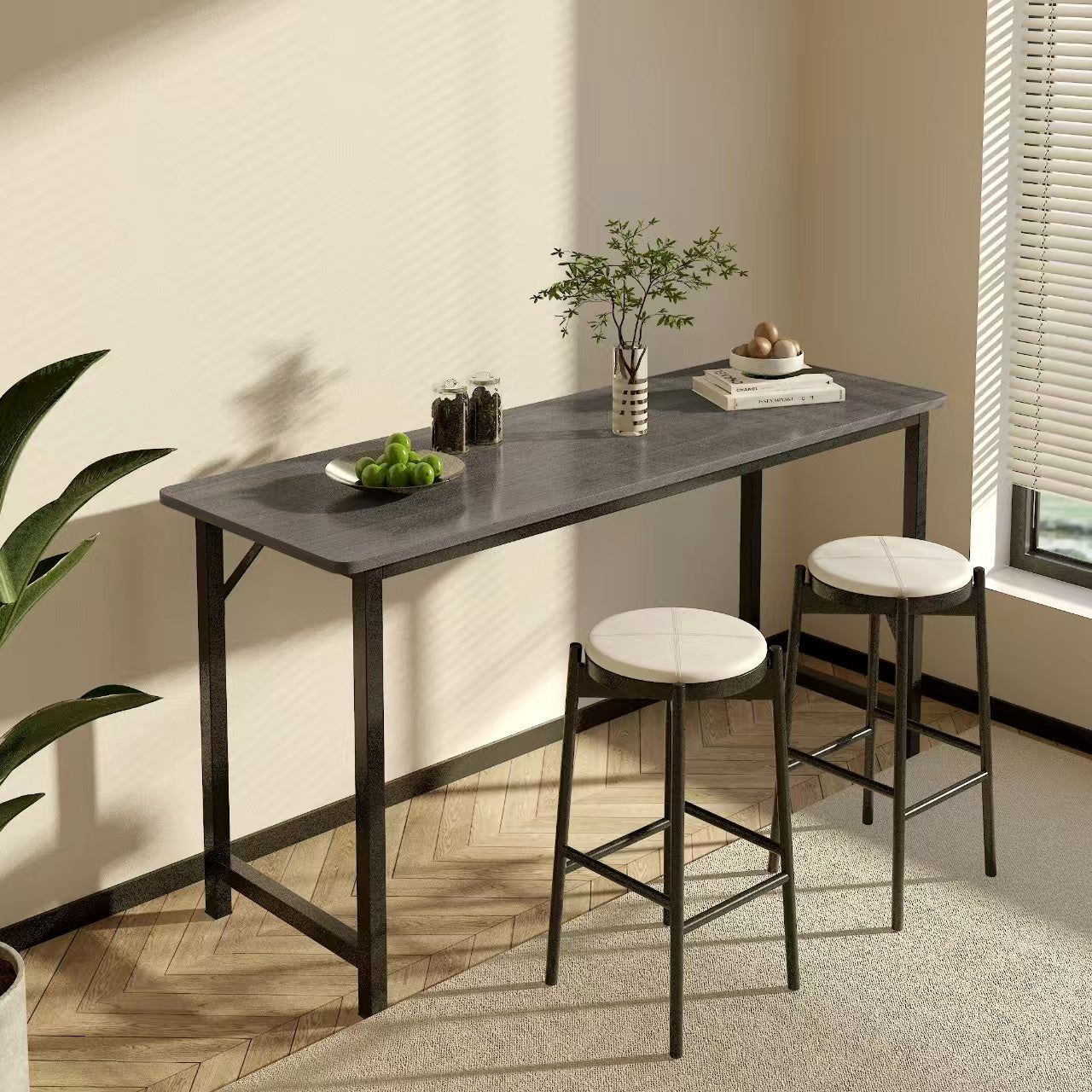 Profile Console Table Wood & Metal Narrow Desk (Driftwood Grey)