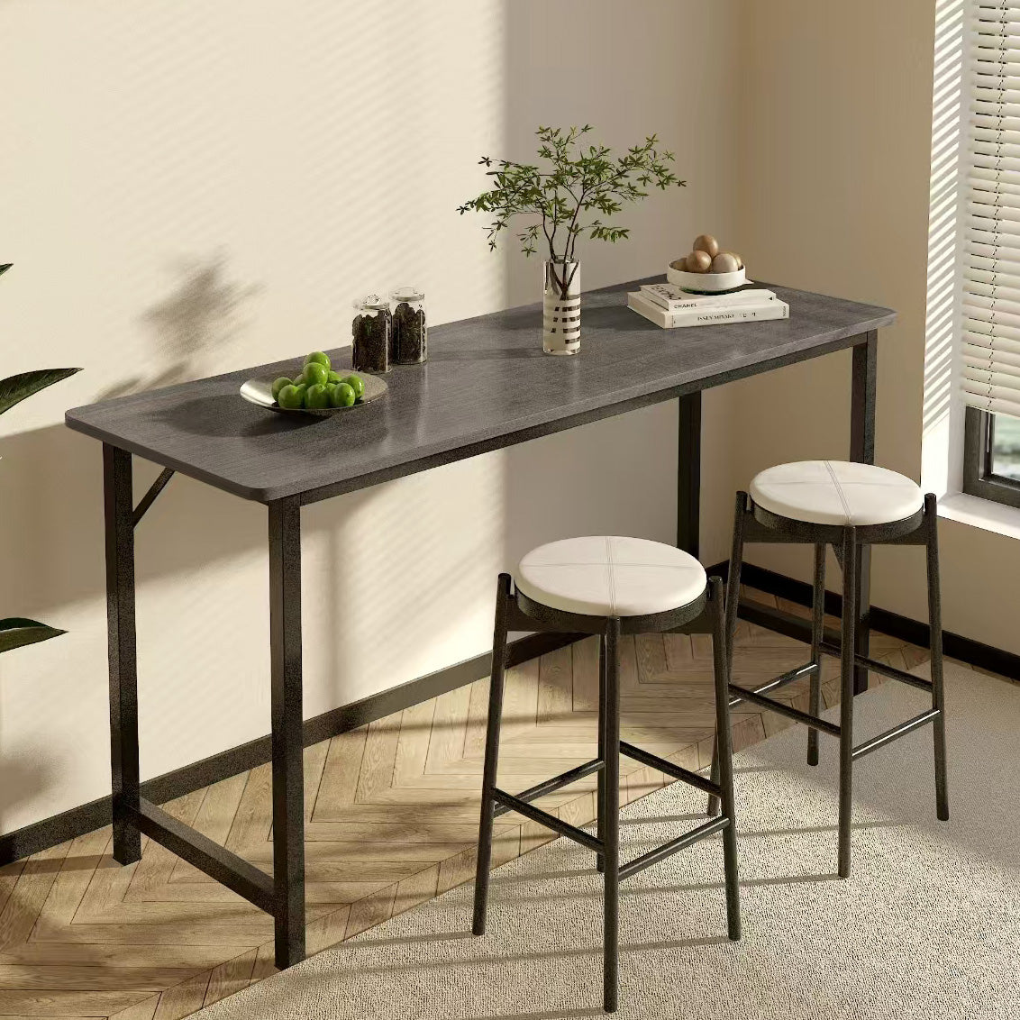 Profile Console Table Wood & Metal Narrow Desk (Driftwood Grey)