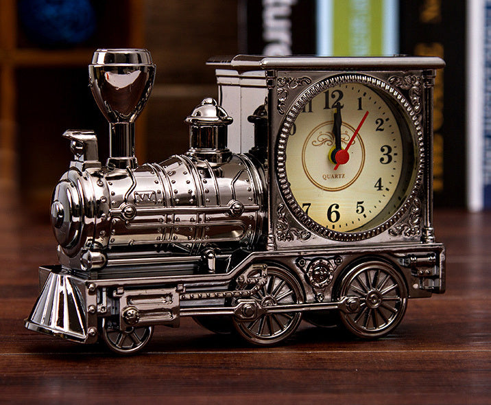 Deluxe Vintage Train Alarm Clock (Silver)