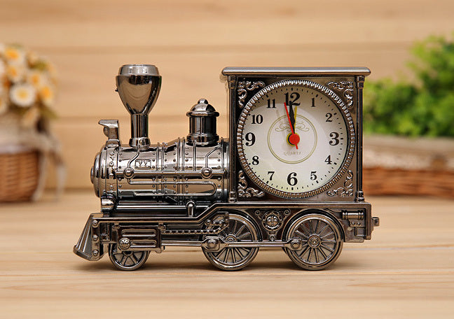 Deluxe Vintage Train Alarm Clock (Silver)