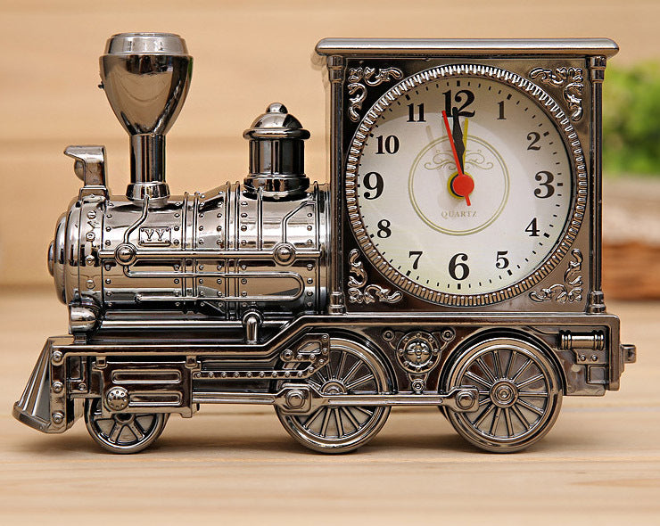 Deluxe Vintage Train Alarm Clock (Silver)