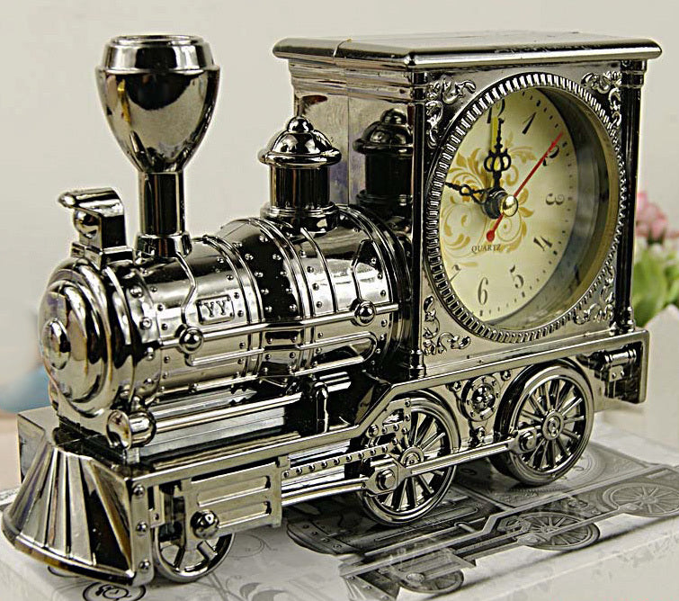Deluxe Vintage Train Alarm Clock (Silver)