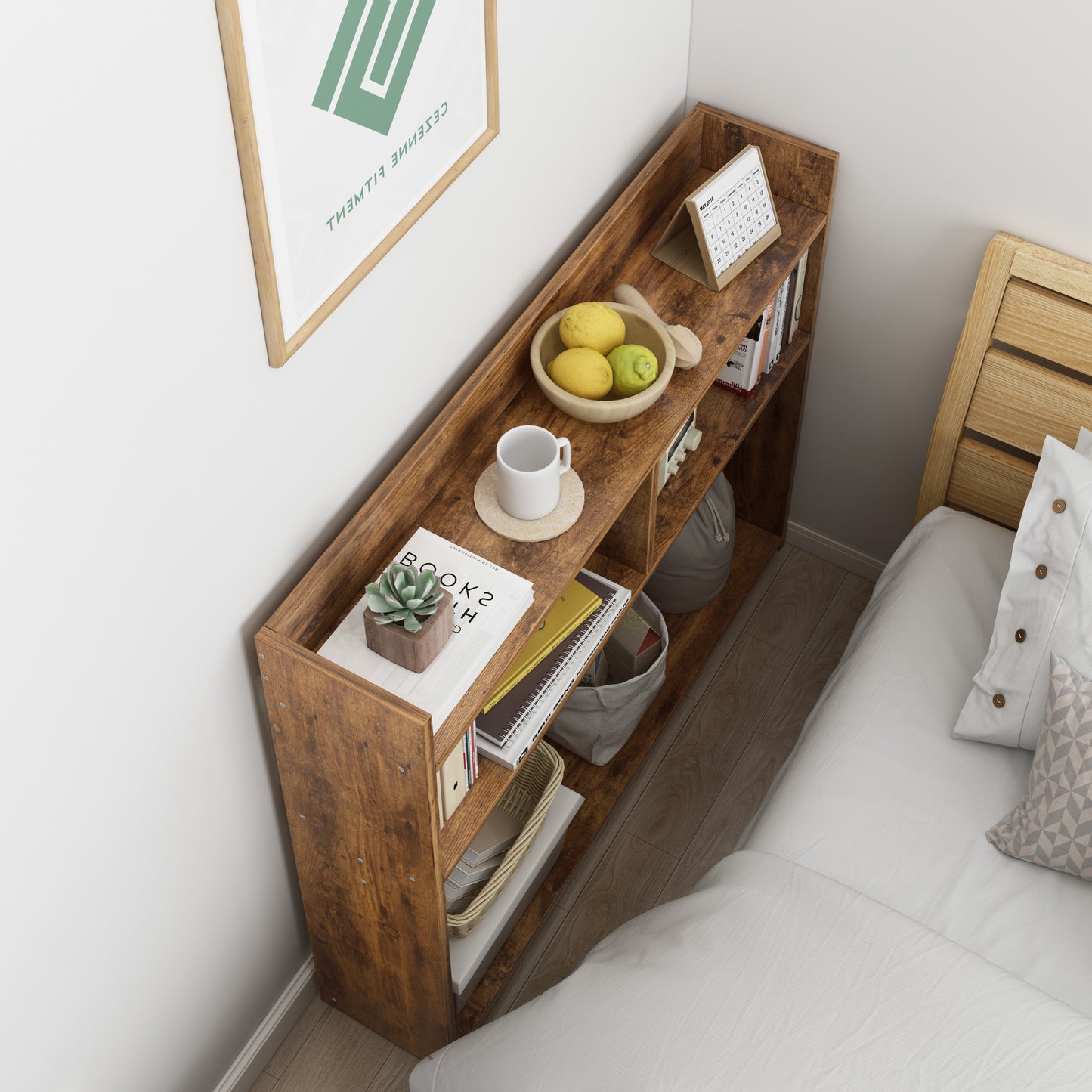 Ambassador Console Table Tall Narrow Bedside Table (Rustic Wood)