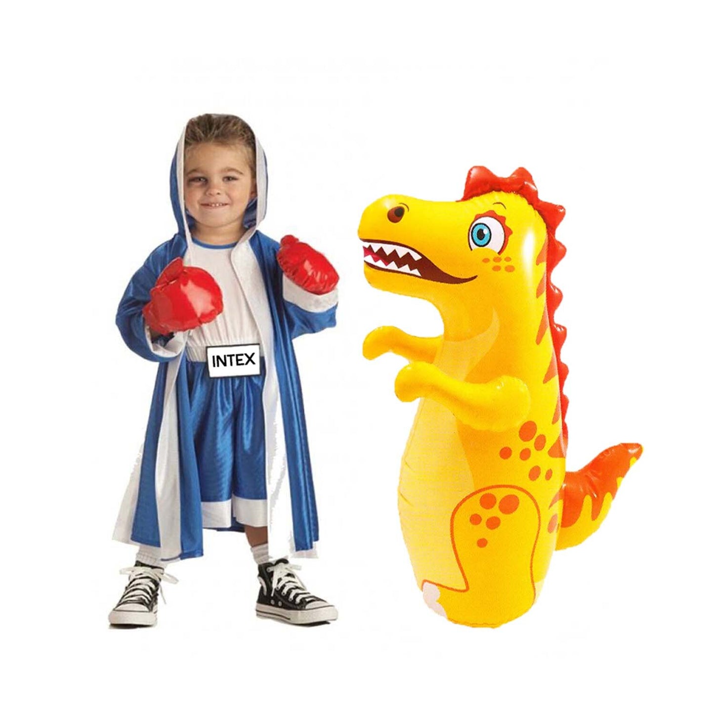 Intex Inflatable Animal Toy 3D Bop Bag (Yellow Dinosaur)