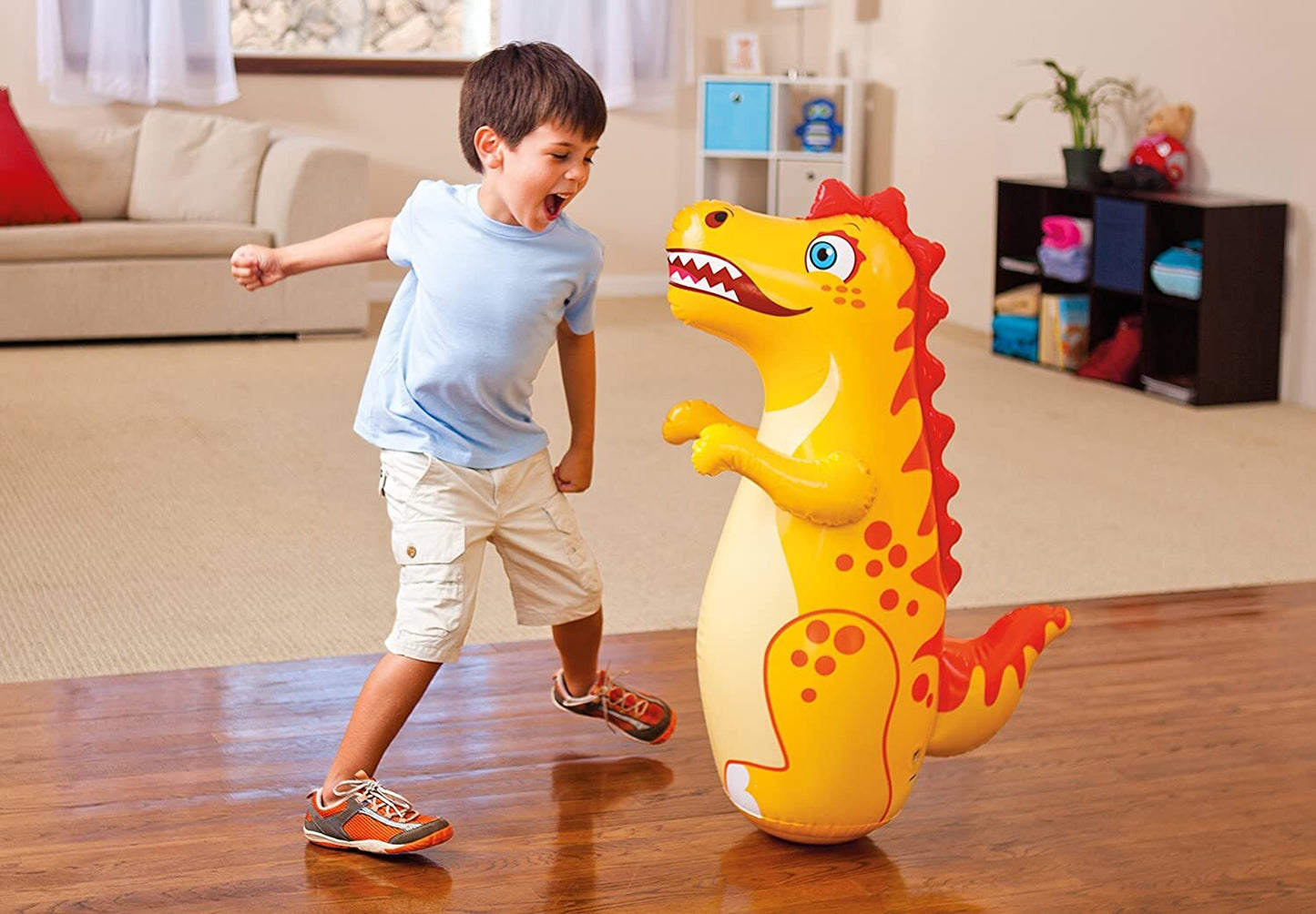 Intex Inflatable Animal Toy 3D Bop Bag (Yellow Dinosaur)