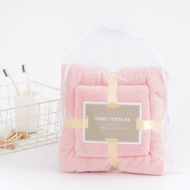 2PCS Set Luxury Soft Fleece Bath Towels/Blankets (Pink)