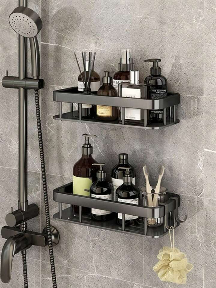 Premium Aluminum Wall Mounted Bathroom Shower Shelf Rustproof Storage Rack