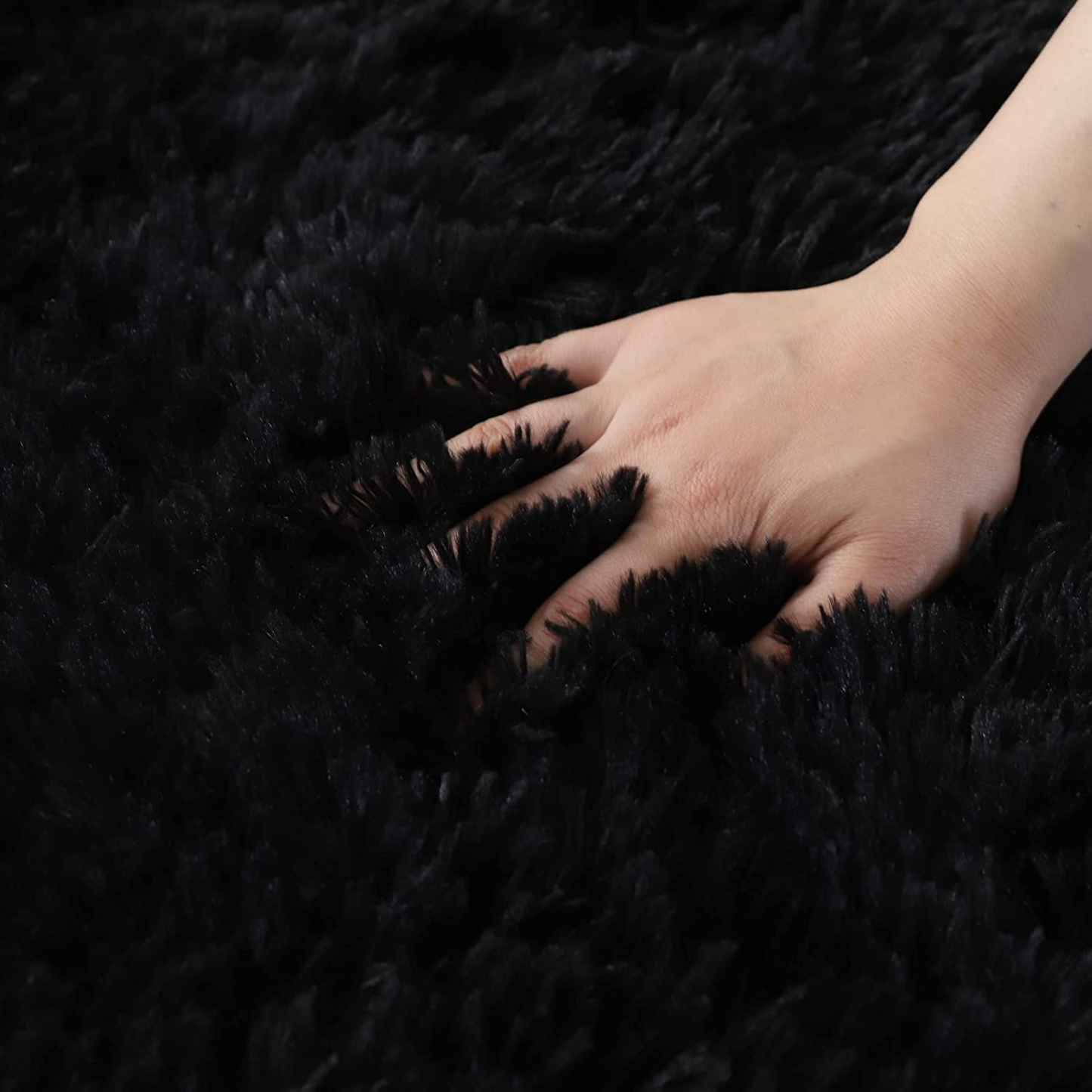 Infinity Round Shag Rug 100cm (Black)