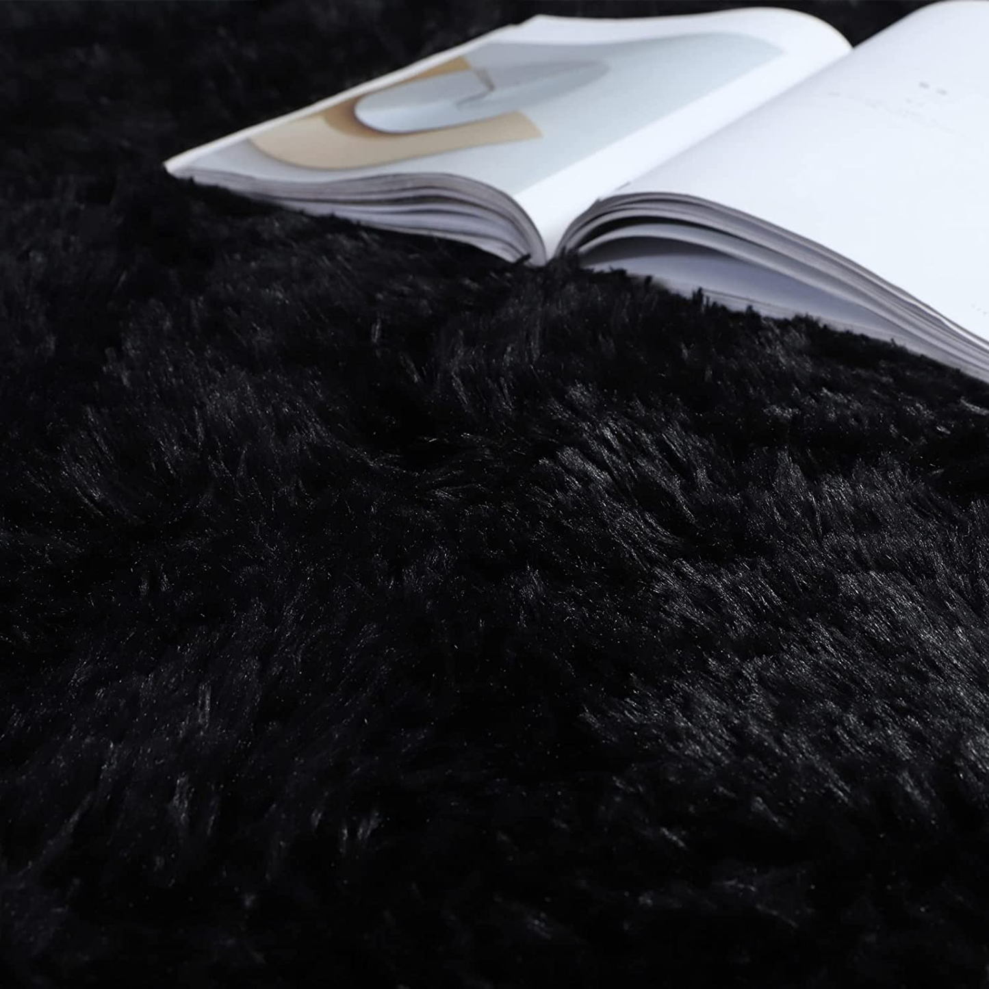 Infinity Round Shag Rug 100cm (Black)