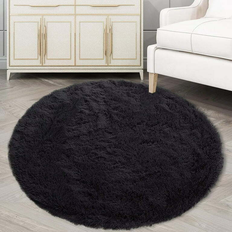 Infinity Round Shag Rug 100cm (Black)